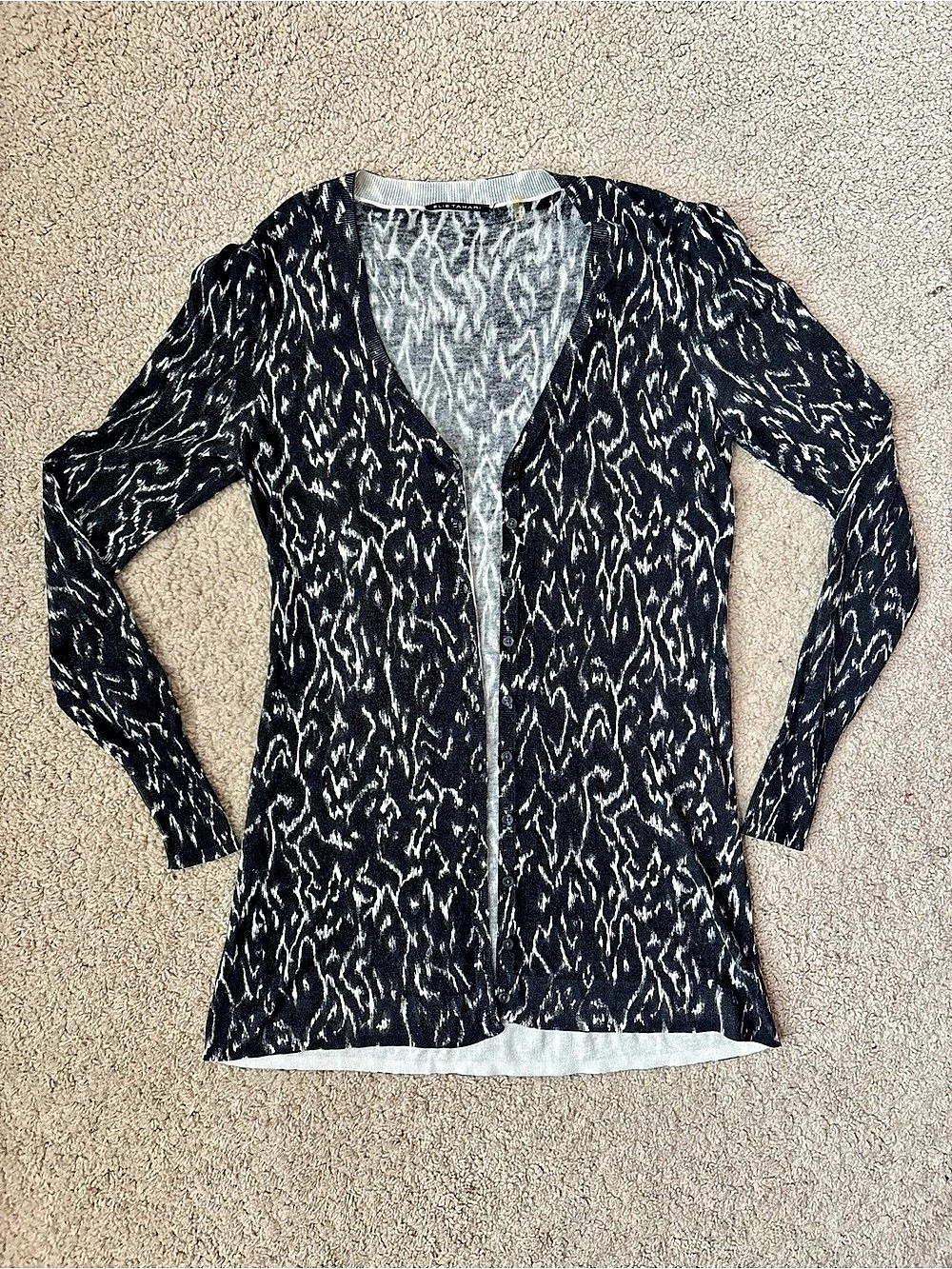 Elie Tahari Abstract Print Cardigan in Black & White Like New